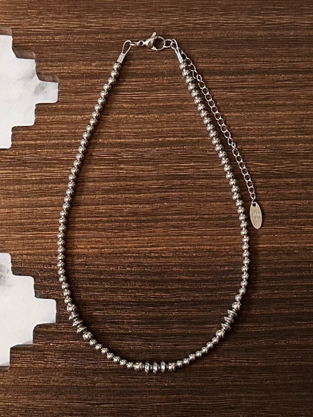 Handmade Triple Saucer 6mm Stainless Steel Western Pearl Choker Necklace 14 inch